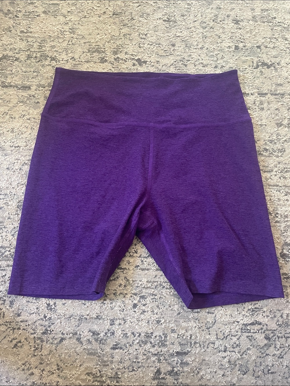 Beyond Yoga Heathered Purple Biking Shorts